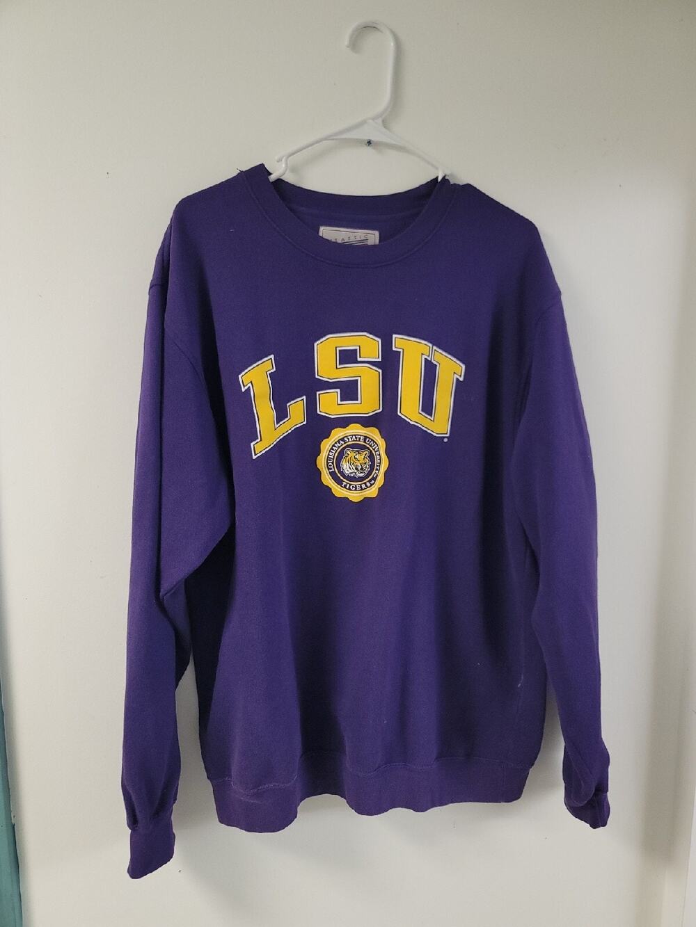 VINTAGE LSU TIGERS LOUISANA STATE CLASSIC SOFFE CREWNECK SWEATSHIRT SZ L NCAA